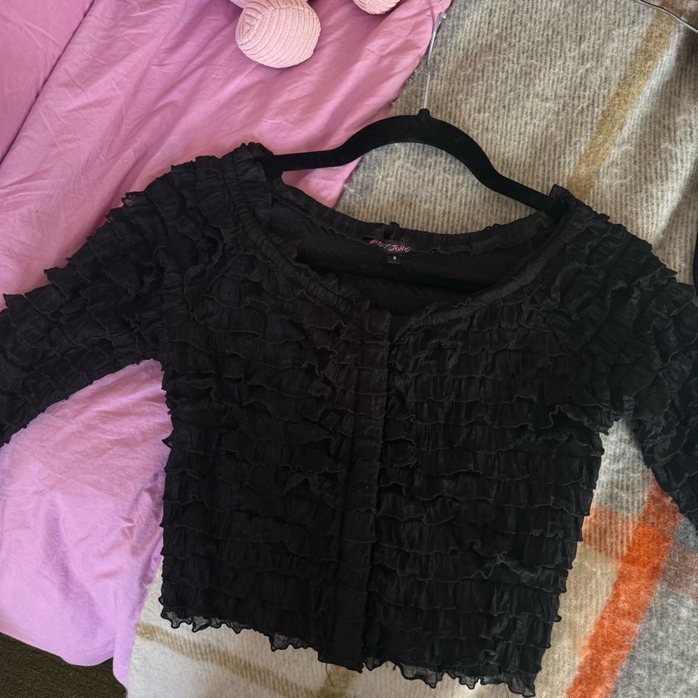 Betsey Johnson 90s Black Ruffled Top